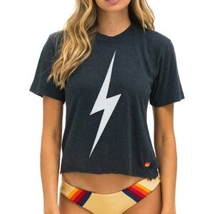 Aviator Nation Charcoal Lightning Bolt Tee